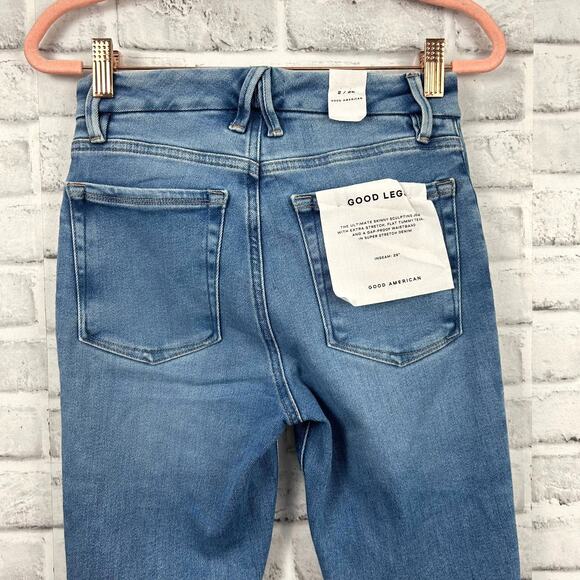 Good American Good Legs Worn Hem Blue876 Sz 2/26 NEW - Picture 5 of 12
